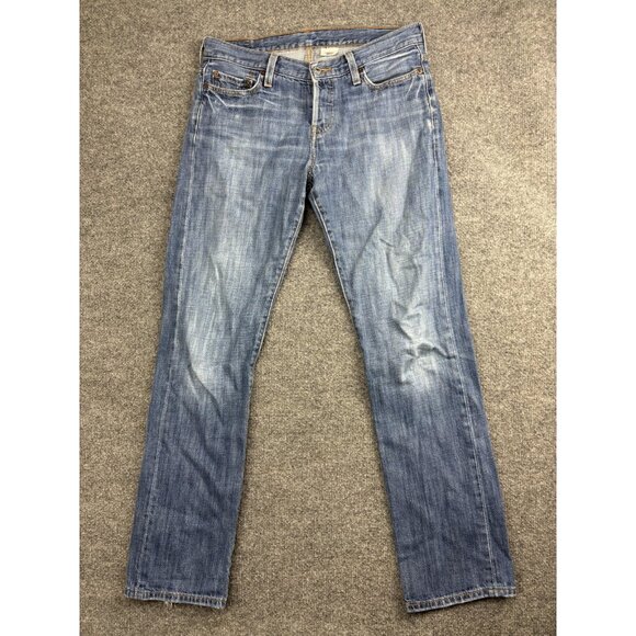 Levis 501 Jeans Womens 27 Straight Leg Button Fly Distressed Denim Vintage Style - Picture 1 of 12